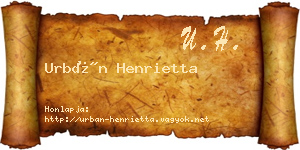 Urbán Henrietta névjegykártya